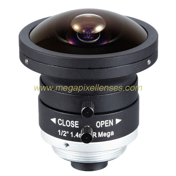 1/2" 1.4mm Megapixe C/CS Mount 182degree IR Fisheye Lens, 5MP Panoramic camera lens