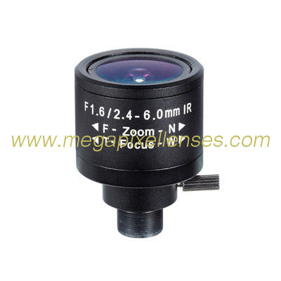 1/3" 2.4-6.0mm 2Megapixel F1.6 M12x0.5 Mount Fixed IRIS Manual Zoom/Focus IR Vari-focal Lens