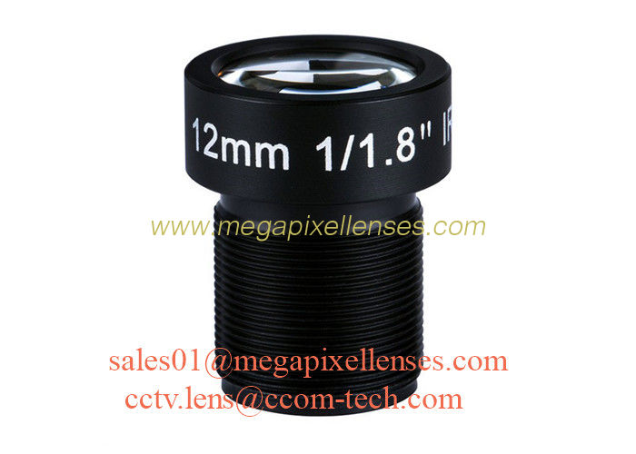 1/1.8" 12mm 4K Megapixel F1.8 S Mount M12x0.5 Non-Distortion Board Lens, 12mm M12 Rectilinear Lens