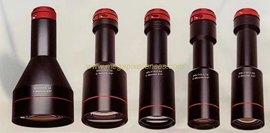 2/3" 0.2X/0.3X/0.5X/0.7X/1X PMAG WD110mm F8 C mount Non Distortion Bilateral Telecentric Lenses