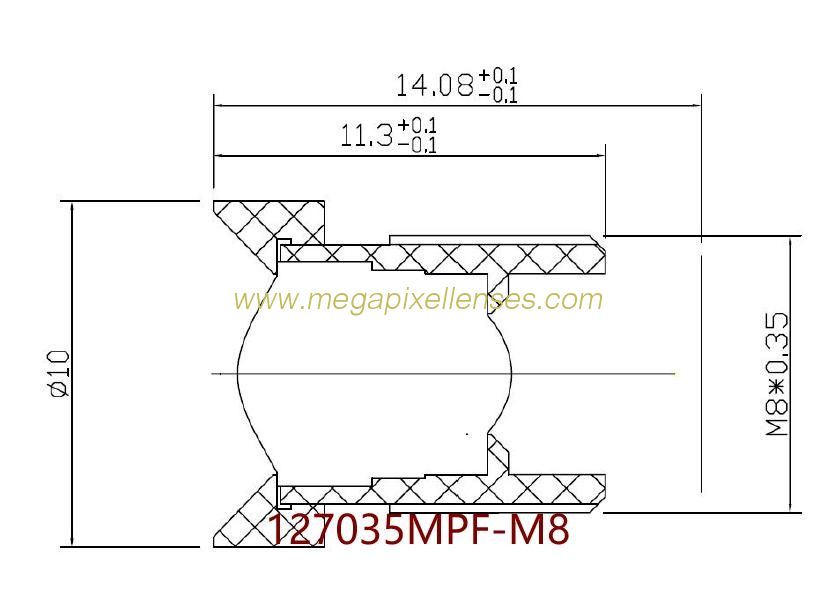 1/2.7" 3.5mm F2.5 Megapixel M8x0.35 mount 88degrees low distortion mini camera lens