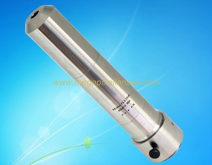 High-temp. Long Wavelength 6k~12knm f8mm F2.0 IR Lens M34x0.75 mount Lens for sensor 640*512 17um/12um for Metallurgy, furnace lens