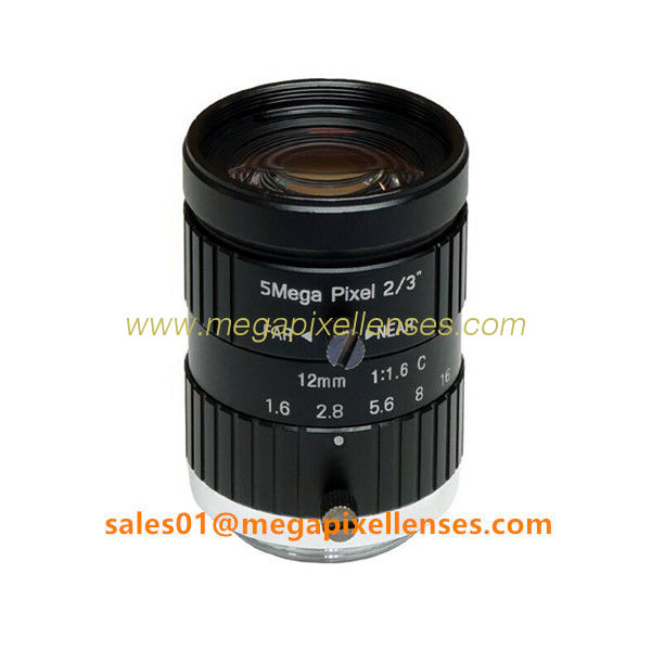 2/3" 12mm F1.6 Megapixel Manual IRIS C Mount Industrial FA Lens, 12mm 5MP machine vision industrial Lens